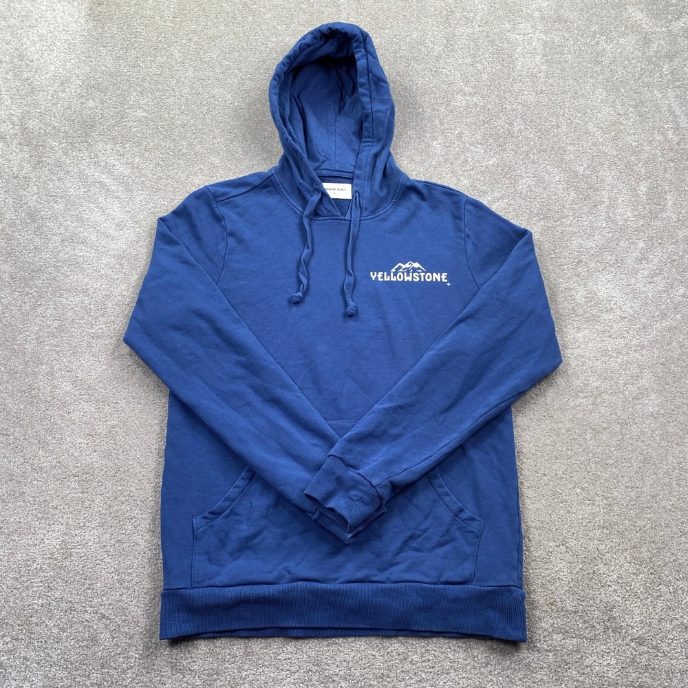 Melrose Place Yellowstone Hoodie Mens Small Blue Good Cotton Graphic Pullover
